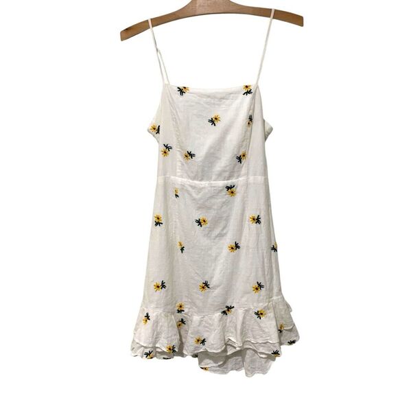 Polly | Dress Sleeveless Sunflower White Mini Short Open Back- Size 8 - Picture 1 of 9